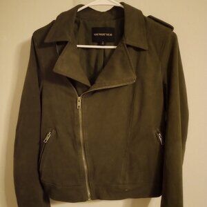 Who What Wear Olive Green Suede Moto Jacket